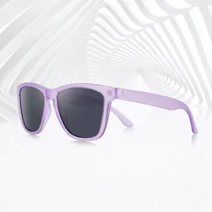 Moda PC çerçeve güneş gözlüğü erkekler kadınlar için değiştirilebilir kollar Unisex mor güneş gözlüğü