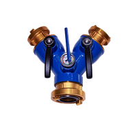Volla 360 Swivel 2-Way Fire Hose Splitter-2.5MPa Pembagi Air Penstabil Aliran Pegangan Anti-Kunci Pengukur Tekanan 6.0 MPa Tahan Tekanan Tinggi