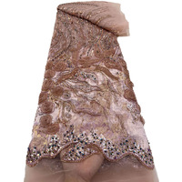 Tissu écologique 100 % polyester brodé de fleurs en sequins 3D pour robes de mariée, robes de soirée et tenues de fête