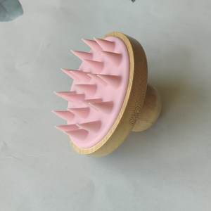 <strong>Laser</strong> Logo <strong>Hair</strong> <strong>Comb</strong> Cleaning Bamboo Hairbrush Silicone Bath Brush Wet and Dry <strong>Hair</strong> Scalp Massage with Bamboo Handle - Product Image 6