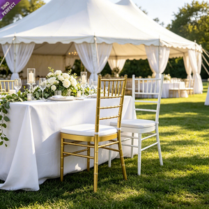 Chaises Chiavari en métal doré et blanc pour cérémonie de mariage, vente en gros, usine chinoise - Product Image 1