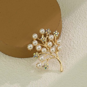 Broche de árbol de dinero con perlas, horquilla de aleación con perlas y cristales, adorno para el cabello de boda, accesorio de joyería DIY - Product Image 1