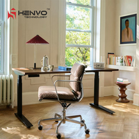 Bureau debout électrique Henvo, design contemporain, ergonomique, extensible, en acier, avec mémoire de position, montage facile, faible bruit, double moteur, garantie 5 ans