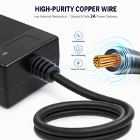 Chargeur de remplacement pour batterie de vélo électrique Reliago 42V 2A, câble de 1m, DC 5.5x2.1mm, chargeur de rechange pour batterie de vélo électrique