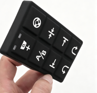 Clavier à dôme en caoutchouc moulé, couleur personnalisée, impression soyeuse, tampon conducteur, composants de boutons-poussoirs en silicone sur mesure
