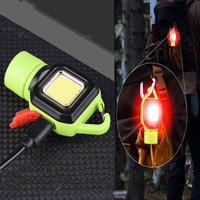 Lampu senter berkemah portabel, Gantungan Kunci lampu kerja Mini, lampu peringatan merah dapat diisi ulang USB luar ruangan