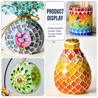 Kit de mosaïque en verre DIY pour enfants et adultes, ensemble de pierres de mosaïque en cristal de couleurs mélangées avec boîte de rangement pour projets artistiques et artisanaux