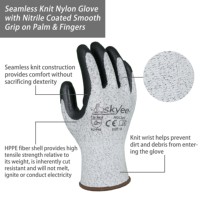 SKYEE, venta al por mayor, guantes de protección de seguridad a prueba de aceite de trabajo resistentes a cortes de punto de algodón recubierto de nitrilo suave con gran agarre