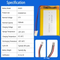 454261 1500mAh 3.7V LiPo Batterie Rechargeable Batterie Au Lithium Polymère Modèle 454261 103450 603450 703048 Batterie Li-Ion Polymère