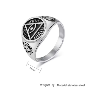 Anello in acciaio inossidabile gotico antico egitto, - Product Image 4