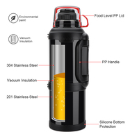 Flacon de voyage isolé sous vide en acier inoxydable de grande capacité 3600/4000ml avec logo personnalisé tasse à eau froide classique