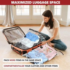 Sacs de voyage <span class=keywords><strong>sous</strong></span> <span class=keywords><strong>vide</strong></span> personnalisés, lot de 12 pièces (3XL/3L/3M/3S), pompe électrique - rangement compact et portable pour vêtements - Product Image 5
