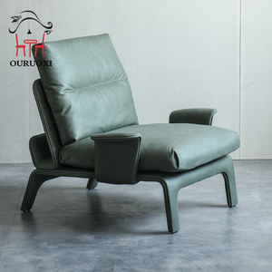 Chaise de loisir inclinable moderne à la mode Sofa <span class=keywords><strong>vintage</strong></span> <span class=keywords><strong>vert</strong></span> en <span class=keywords><strong>cuir</strong></span> avec jambe en métal <span class=keywords><strong>Fauteuil</strong></span> à siège unique - Product Image 2