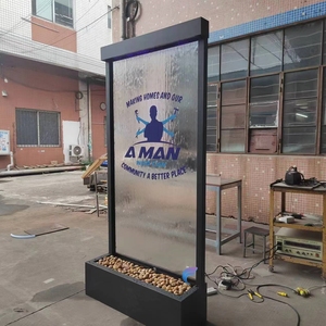 Fuente de agua en cascada de acero inoxidable con marco de vidrio para interiores, divisor de ambientes con pantalla de vidrio. - Product Image 5