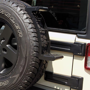 Soporte de Acero para Llanta de Repuesto Wildfront, para Portón Trasero Todoterreno, con Cuerda de Amarre y Escalón para <span class=keywords><strong>Defender</strong></span> 90 Wrangler Ford - Negro - Product Image 5
