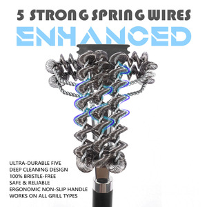 Cepillo para parrilla de 18 pulgadas sin cerdas, de alta resistencia, con triple resorte y raspador, mango largo, herramientas de cocina para exteriores, para horno - Product Image 4