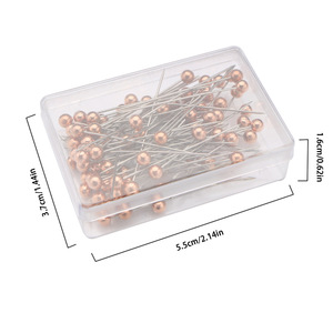 100ピース/箱ステンレス鋼ソーイングピンメタルカラー4 * 38mm丸ボールヘッドパールニードルメッキボドキンソーイングキット付き - Product Image 3