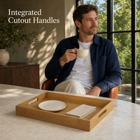 Plateau de service rectangulaire en bois de pin massif fait main, personnalisable FSC BSCI, pour table basse ou ottoman
