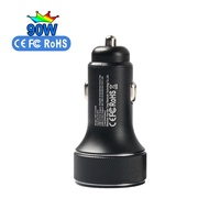 Chargeur de voiture HNT 90W 4 ports 2A2C OEM ODM, double PD45W QC18W, charge rapide, entrée DC12-24V, USB+Type C pour Apple Samsung