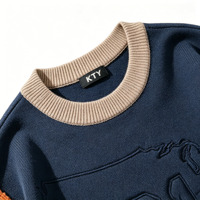 Pull col rond personnalisé OEM pour homme, surdimensionné, uni, avec broderie et pompons, pull en tricot décontracté pour homme