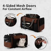 Sac de transport pour chat et chien, double tente extensible, côtés souples, approuvé par les compagnies aériennes, s'adapte sous la siège, avec maille ventilée supplémentaire.