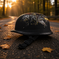 Casque de moto rétro demi-face avec visière solaire intégrée, casque ouvert vintage pour scooter Harley Cruiser adulte unisexe