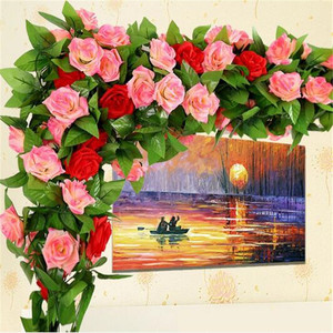 Guirlandes de roses artificielles en soie L Shi, décoration murale pour la maison et les mariages - Product Image 2