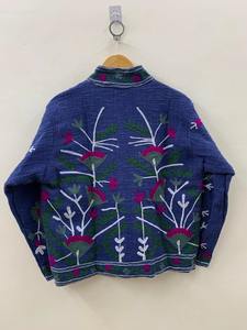 Bleu fait à la main Suzani TNT veste courte manteau hiver Boho veste broderie à la main veste pour femmes cadeau pour son manteau court - Product Image 4