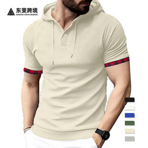 T-shirt à capuche à manches courtes pour homme Temu, printemps-été, respirant, décontracté, sportif, avec boutons, grande taille, tissu fin - Product Image 2