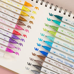 Hot Sale 24 Colors Double Head Fiber Tip Metallic Marker for <b>Writing</b> Painting Coloring Calligraphy - Product Image 2