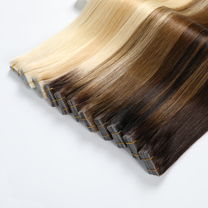 Extensions de cheveux vierges à bandes adhésives invisibles, alignées, en PU, avec cuticules intactes, pour une pose sans couture - Product Image 1