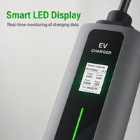 Station de recharge portable avec écran de 1,8 pouce et câble de 5 mètres, courant réglable 32A, chargeur EV portable 7 kW