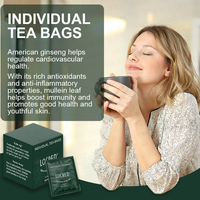 Sachets de thé aux 6 herbes OEM avec molène, thym et rooibos |   Mélange de Ginseng Américain + Baies d'Elderberry + Gingembre |   Sans caféine |   15 sacs
