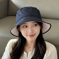 Chapeau bob en jean réversible avec doublure florale |   Casquette pliable avec logo personnalisé brodé |   Chapeau décontracté d'extérieur OEM pour marques