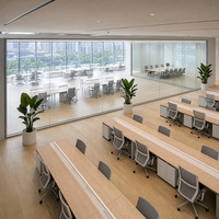 Système de cloisons en verre, 12 mm d'épaisseur, cadres en aluminium, isolation acoustique, finition bois, salons modernes, maison, bureau à domicile, salle à manger
