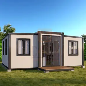 Casa de casas préabricadas de design moderno, casa pré-fabricada modular expansível com recipiente