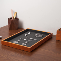 Plateau de présentation empilable en bois pour bijoux, organisateur, présentoir, porte-bijoux gris, plateau à bijoux en bois