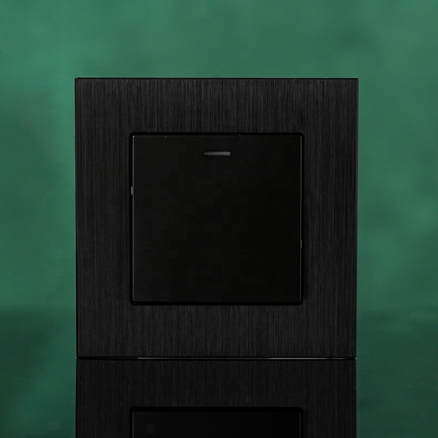 Home Electric Switches EU Standard Brushed Aluminum Panel 1 Gang 1 Way 2 Way 3 Way Light Switch With LED Indicator