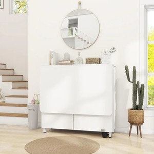 <span class=keywords><strong>Table</strong></span> à manger pliante en bois avec rangement, <span class=keywords><strong>table</strong></span> <span class=keywords><strong>de</strong></span> cuisine <span class=keywords><strong>de</strong></span> 51,2 pouces pour 2 à <span class=keywords><strong>4</strong></span> personnes, petits espaces - Product Image 4