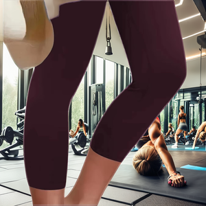 Leggings Capri de Sport Tricotés Ultra Doux et Très Extensibles pour Femme, Respirants, pour l'Entraînement, le Yoga et l'Activité Physique, avec Logo à la Taille, Longueur Midi - Product Image 2