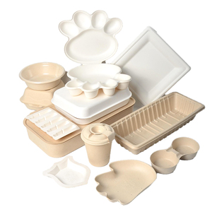 Cajas rígidas desechables de pulpa biodegradable personalizadas para carne, sushi, comida para mascotas, patatas fritas, tapa estampada - Product Image 3