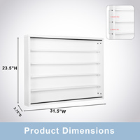Vitrine murale en bois blanc à 5 niveaux avec porte coulissante en verre et étagères réglables pour la maison et la chambre
