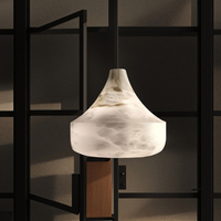 Suspension espagnole en albâtre fabriquée à la main Lustre moderne en marbre naturel pour chambre à coucher design de luxe