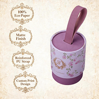 Boîte cadeau cylindrique en papier imprimé sur mesure avec poignée, emballage rond en carton pour dragées de mariage, bonbons, chocolats, bijoux