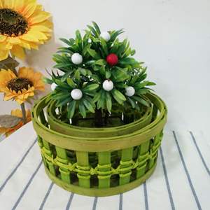 Panier <span class=keywords><strong>de</strong></span> rangement pour fruits et légumes tissés à la main en <span class=keywords><strong>copeaux</strong></span> <span class=keywords><strong>de</strong></span> <span class=keywords><strong>bois</strong></span> ronds tissés à la main, style jardin vert, emballage cadeau, tricot, panier cadeau - Product Image 5