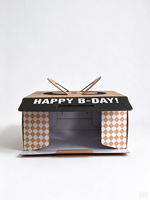 Boîte à gâteau pliable en papier avec poignée, personnalisée et imprimée, pour l'emballage de gâteaux d'anniversaire, pour boulangerie, dessert