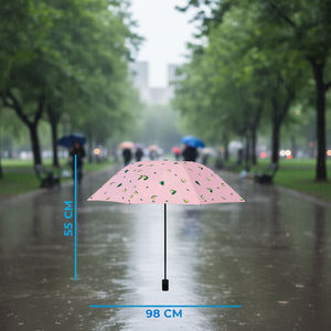 Parapluie pliant avec protection UV, diamètre ouvert de 98 cm, tissu en nylon 190T, cadre en alliage à 8 baleines, ouverture manuelle, design mignon, en - Product Image 2