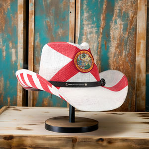 Китайская фабрика Производство Настроить OEM Флаг Флориды Соломенная шляпа Ковбойская шляпа - Product Image 6