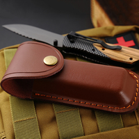 Bochen Durable 14,5 cm Funda de cuero plegable para cinturón Funda de cuchillo de bolsillo de 5,5 pulgadas Bolsa EDC Protector de cuchillo Bolsa de cuero