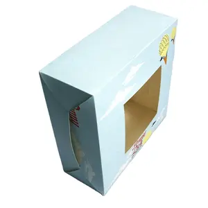 Kotak donat Mochi populer kemasan kertas karton kustom untuk kotak donat setengah lusin dengan Logo pelanggan